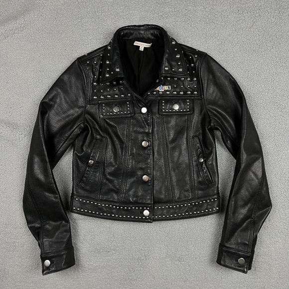 Rebecca Minkoff Jacket Womens Small S Black Leather Stud Biker Moto Motorcycle 5
